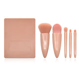 5pcs pinceaux de maquillage à manche en plastique dans une boîte en plastique nude