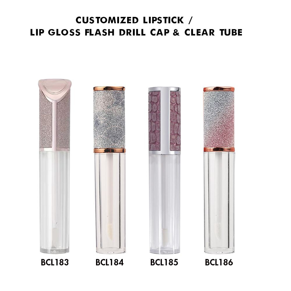 Customized Lipstick / Lip Gloss Flash Drill Cap & Clear Tube