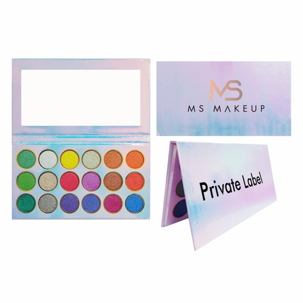18 Colors Holographic Silver Eyeshadow Palette - MSmakeupoem.com