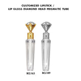Barra de labios personalizada / Tubo prismático de cabeza de diamante de brillo de labios