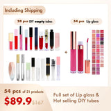 【Free Shipping】Sample Set of 54Pcs Full set of Lip gloss & Hot selling DIY tubes