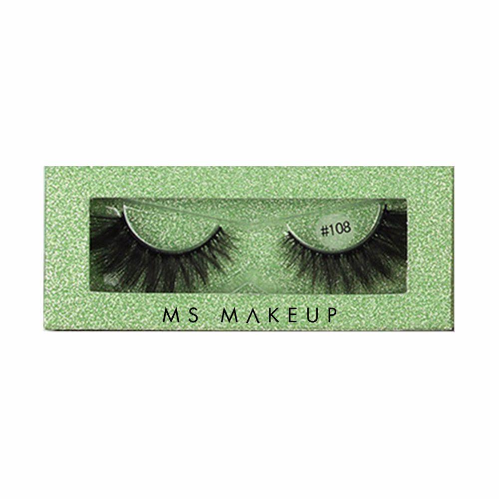 1 Pair 3d Imitation Mink Hair False Eyelashes with Square Green Box - MSmakeupoem.com