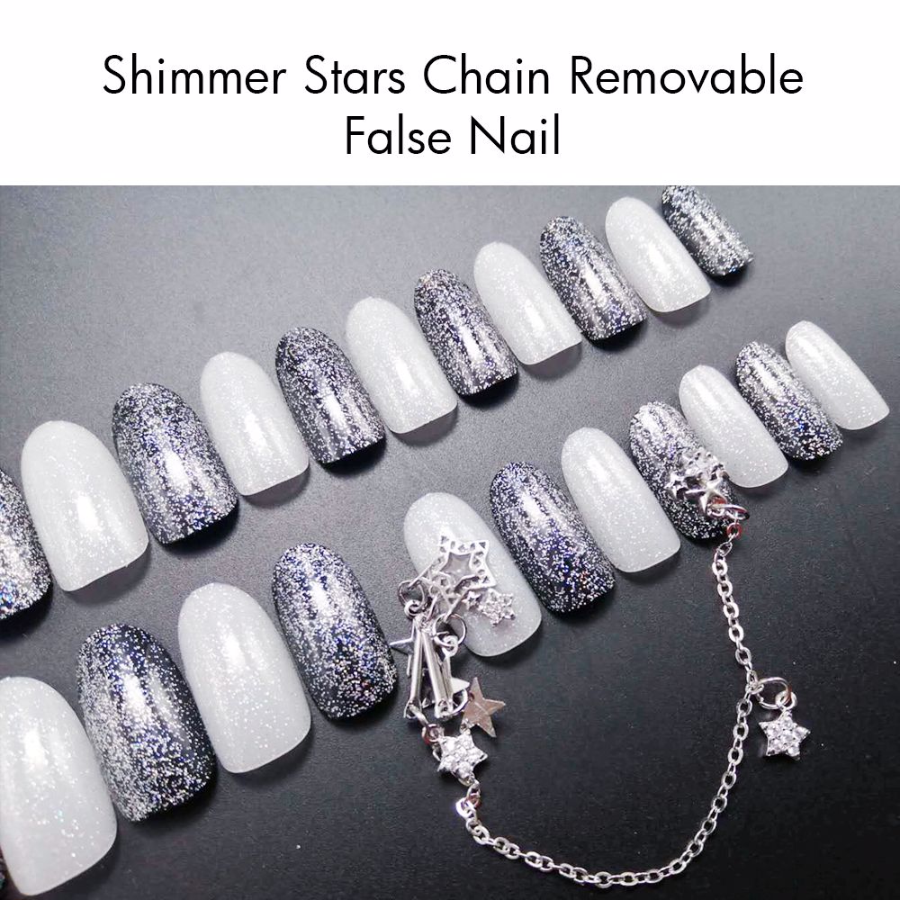 Shimmer Stars Chain Removable False Nail