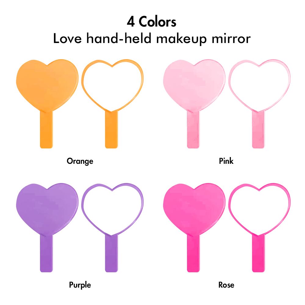 4 Colors Love Hand-held Makeup Mirror