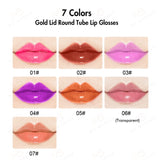 Brillants à lèvres à tube rond avec couvercle en or 7 couleurs