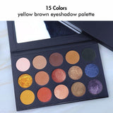 15 Colors Yellow Brown Eyeshadow Palette（50pcs free shipping）