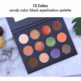 Palette de fards à paupières noir de couleur bonbon de 12 couleurs (50pcs livraison gratuite)