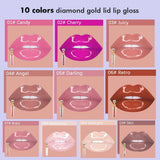 10 Colors Diamond Gold Lid Lip Gloss / Beauty Lipgloss Wholesale - MSmakeupoem.com