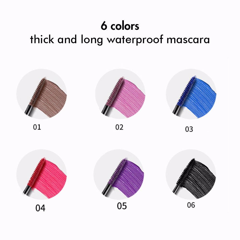 6 Colors Thick and Long Waterproof Mascara
