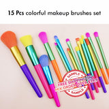 Última moda herramientas cosméticas coloridas brochas de maquillaje 15 uds/juego de brochas de maquillaje al por mayor