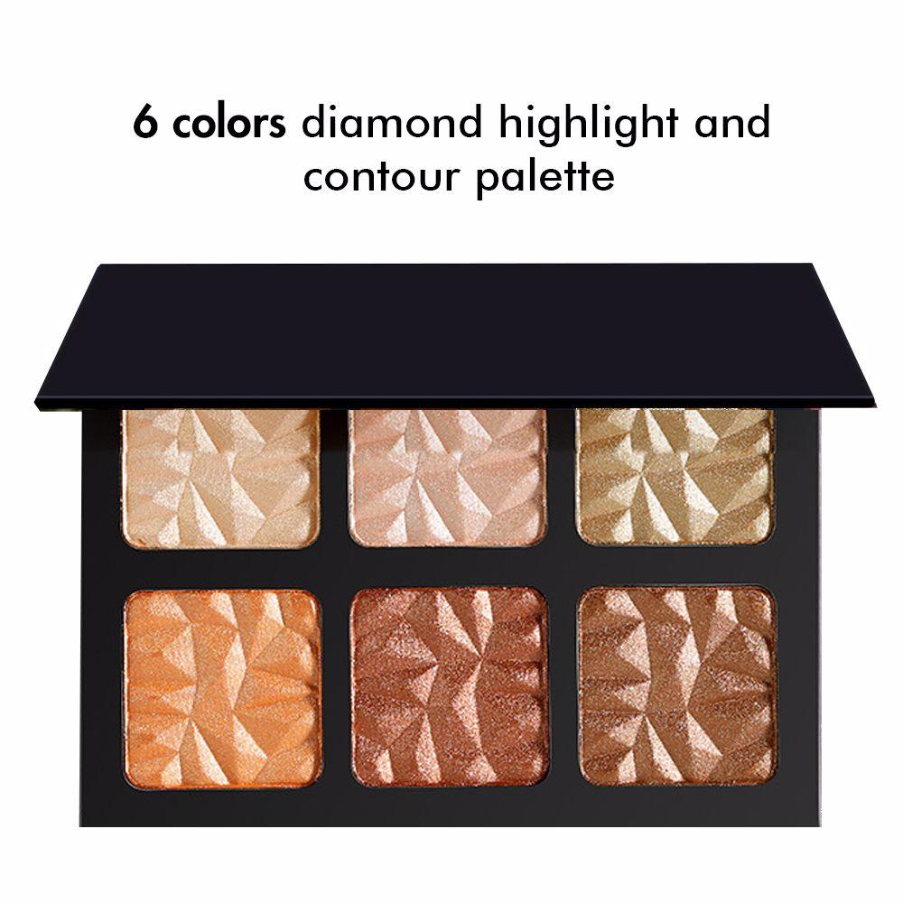 6 Colors Diamond Highlight and Contour Palette