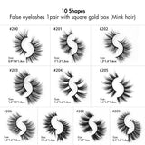 False Eyelashes 1pair With Square Gold Box(Mink Hair)