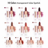 10 Color No Logo Lipsticks Matte / Crystal Square Tube Lipstick Customization - MSmakeupoem.com