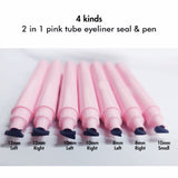 4 tipos 2 en 1 sello delineador de ojos de tubo rosa y bolígrafo