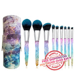 【SAMPLE】10 pcs Colorful Diamond Handle Makeup Brushes With Bag -【Free Shipping On Mix Order Over $39.9】