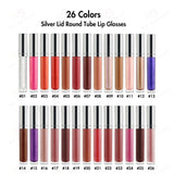 26 Colors Silver Lid Round Tube Lip Glosses - MSmakeupoem.com