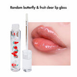 Random Butterfly & Fruit Clear Lip Gloss / Ms Makeup Lip Goloss Proveedor