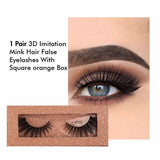 1 Pair 3d Imitation Mink Hair False Eyelashes with Square Black Box - MSmakeupoem.com