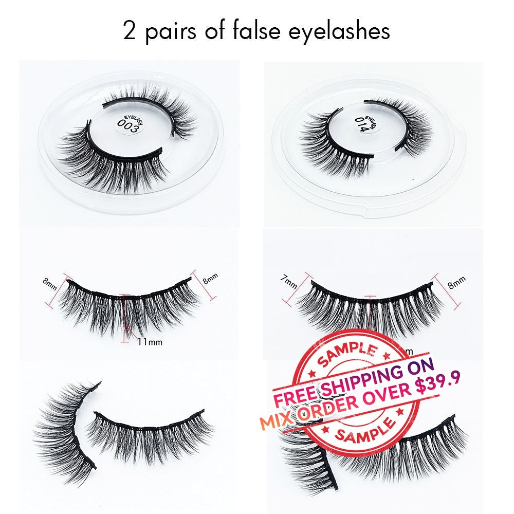 2 Pairs Of False Eyelashes With Magnetic Liquid Eyeliner - MSmakeupoem.com