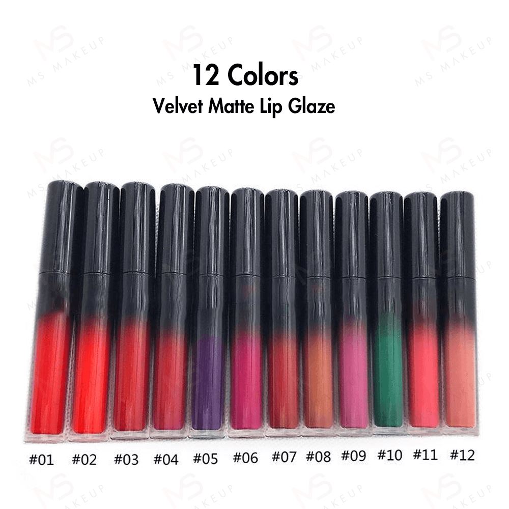 12 Colors Velvet Matte Lip Glaze - MSmakeupoem.com