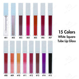 15 Colors White Square Tube Lip Gloss - MSmakeupoem.com