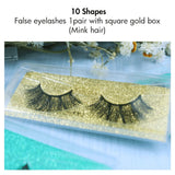 Falsche Wimpern 1 Paar mit quadratischer Goldbox (Nerzhaar)