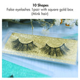 False Eyelashes 1pair With Square Gold Box(Mink Hair)