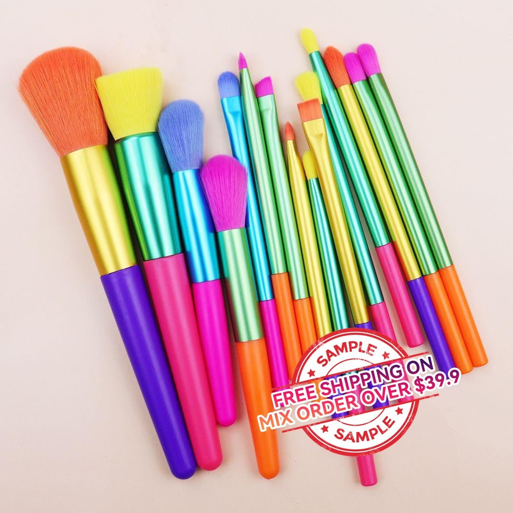 【SAMPLE】Latest Fashion Colorful Cosmetic Tools Makeup Brush 15pcs / Makeup brush Set Wholesale -【Free Shipping On Mix Order Over $39.9】
