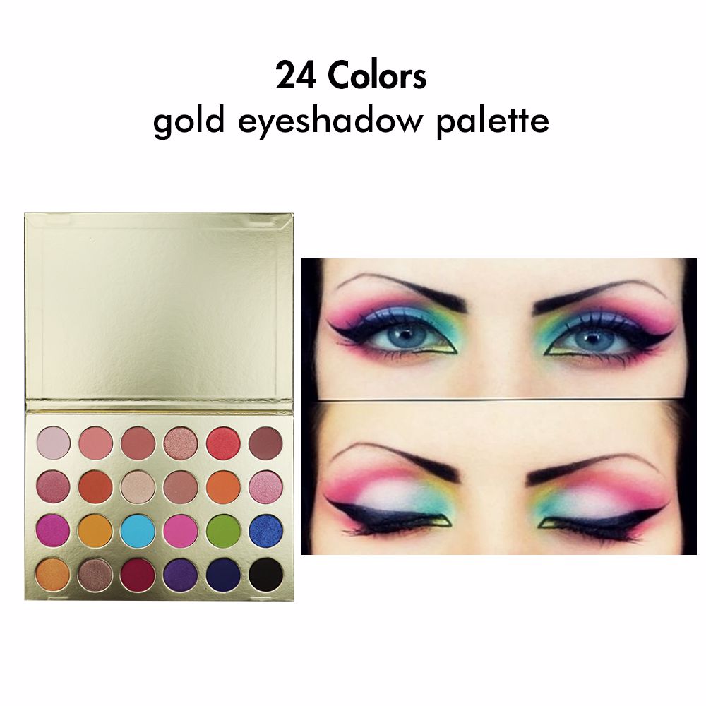 24 Colors Gold Eyeshadow Palette Custom Logo / High-pigment Eyeshadow Pan - MSmakeupoem.com