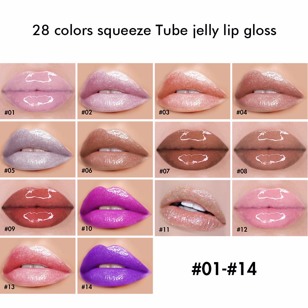 28 Colors Squeeze Tube Jelly Lip Gloss - MSmakeupoem.com