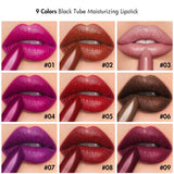 Barra de labios hidratante de tubo negro de 9 colores (50 piezas envío gratis)