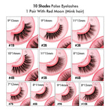 False Eyelashes 1 Pair With Red Moon  (Mink hair)