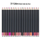 Delineador de labios de tubo negro de 21 colores