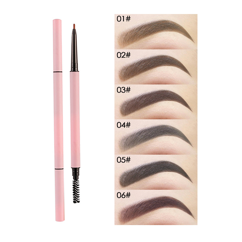 6 colors pink look double-ended ultra-fine round refill eyebrow pencil
