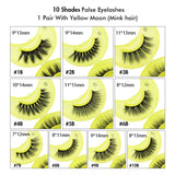 False Eyelashes 1 Pair With Yellow Moon (Mink hair)