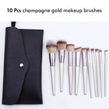 Single Color 10pcs Champagne Gold Makeup Brushes