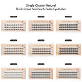 Single Cluster Natural Thick Color Sandwich False Eyelashes