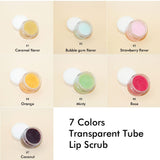3 Geschmacksrichtungen Lippenpeeling in transparenter Tube
