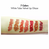 Esmalte de labios de terciopelo de tubo blanco de 7 colores