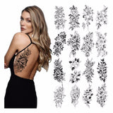 40 types d'autocollants de tatouage de fleur de croquis