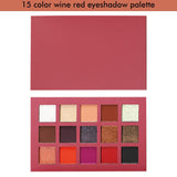 15 color wine red eyeshadow palette