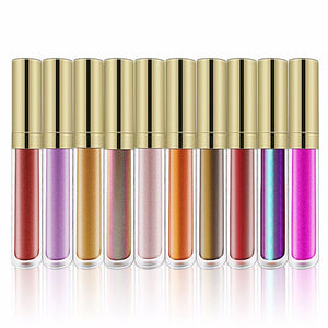 12 Color Gold Tube Metallic Lip Gloss / Lipgloss Shiner Wholesale - MSmakeupoem.com