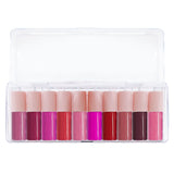 Juego de 10 barras de labios líquidas con tapa rosa mate/brillo de labios