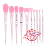 10 pcs Rose Gold Laser Makeup Brush Set - MSmakeupoem.com