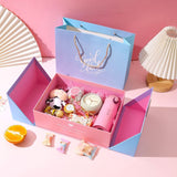 Caja de regalo plegable de 4 colores con bolsa de mano (mediana)