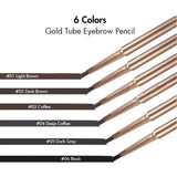 6 Colors Gold Tube Eyebrow Pencil【30PCS Free Shipping & Free Print Logo】