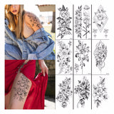40 types d'autocollants de tatouage de fleur de croquis