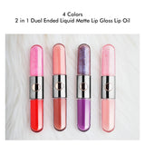 4 Colors 2 in 1 Dual Ended Liquid Matte Lip Gloss Lip Oil