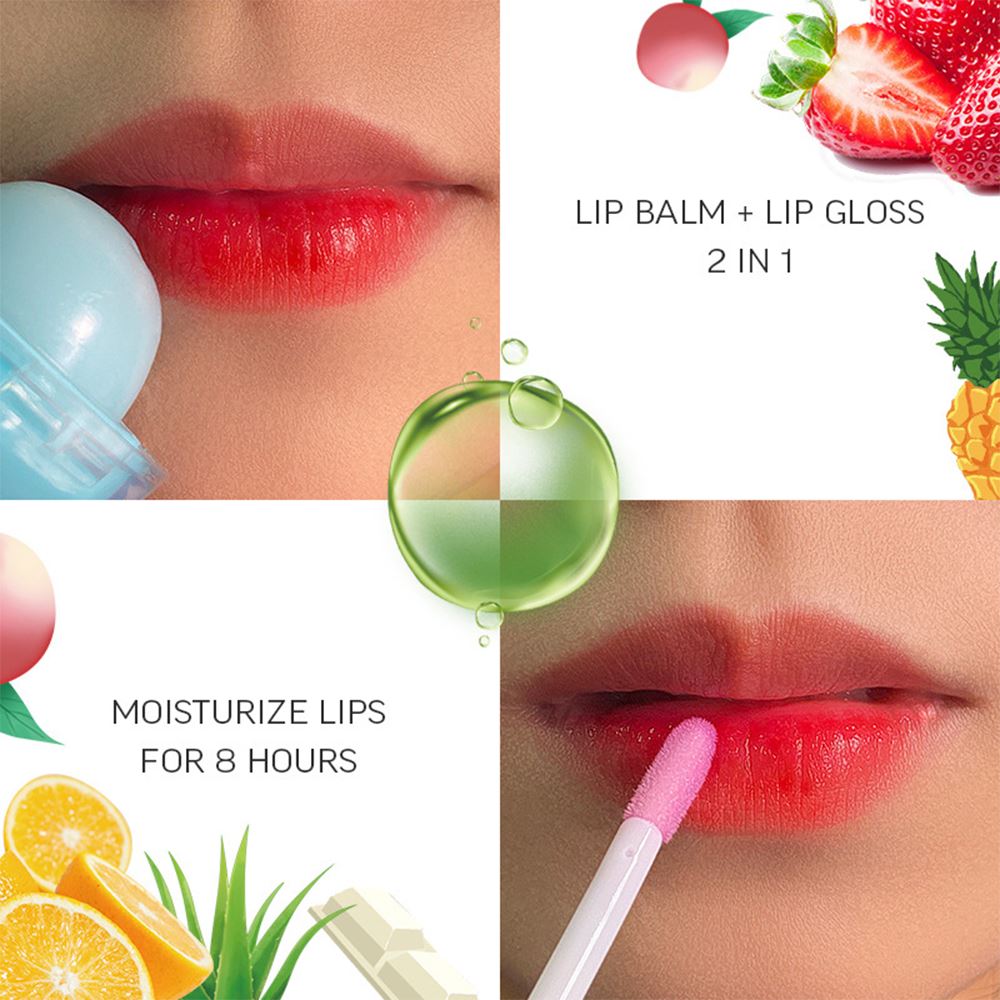 Fruit flavor lollipop 2 in 1 magic color changing lip oil & lip balm