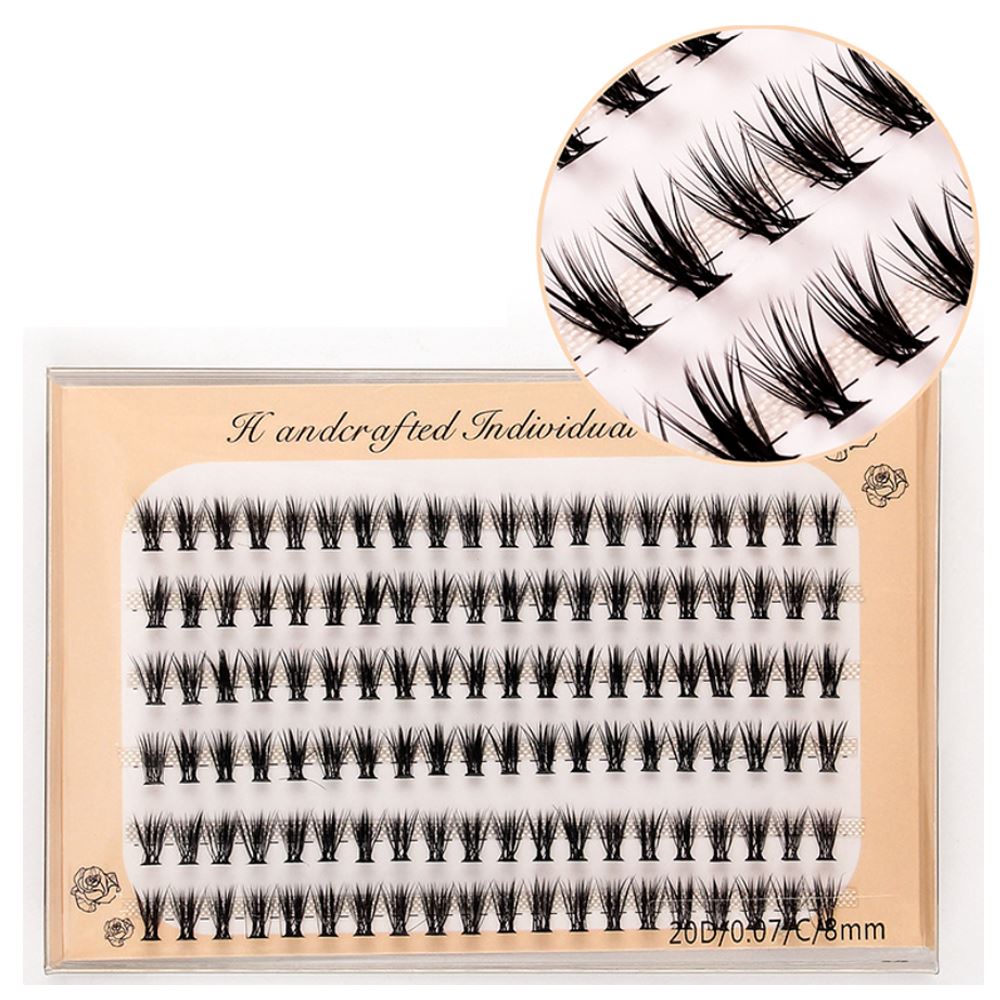 20D Six rows of mixed natural thick artificial single cluster false eyelashes